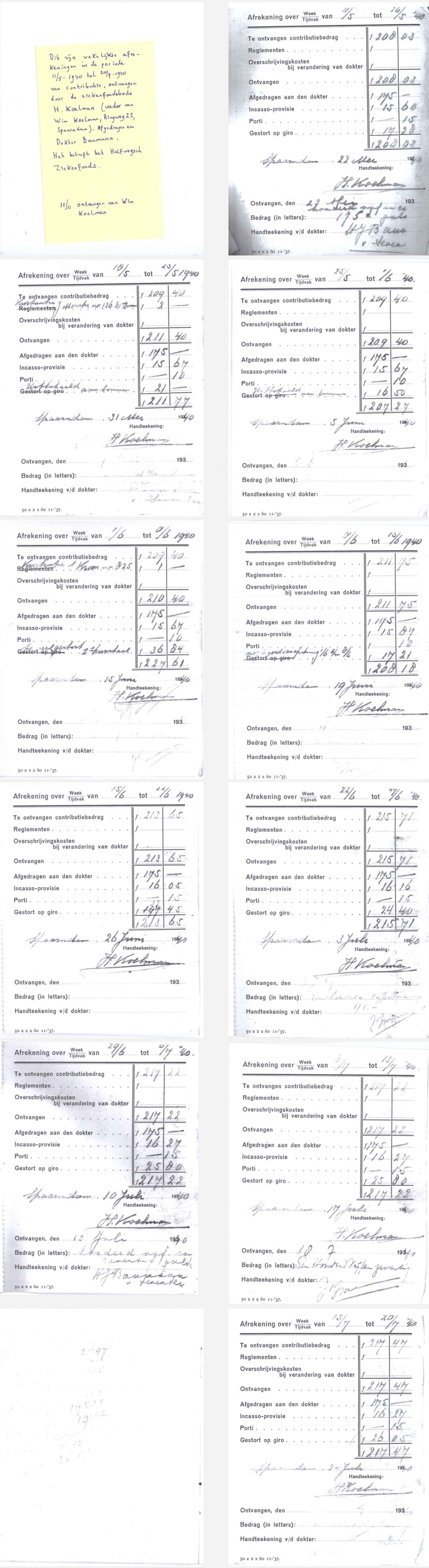 Ziekenfondsbonnetjes van Koelman aan dr Baumann